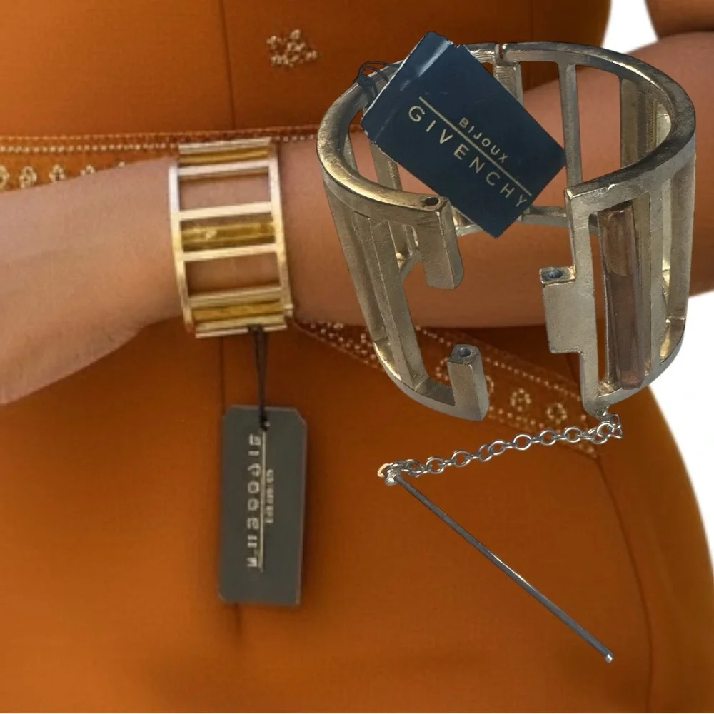 VTG Couture Givenchy Bijoux Cuff Bracelet Goldtone Amber Crystal Gift Ready - Picture 5 of 9